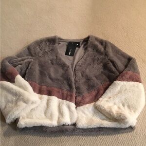 Fashion Nova Faux Fur Colorblock Jacket